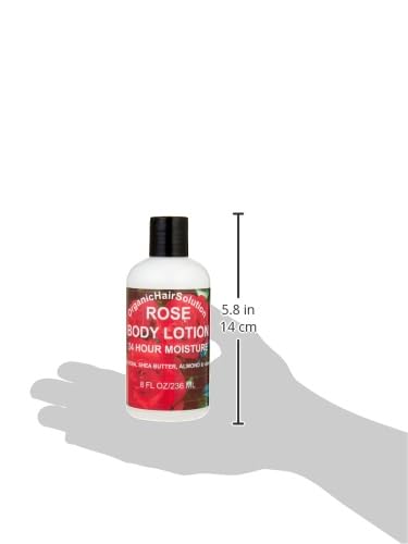 Organic Hair Solution-Body Lotion -Daily Moisturizing- with Soothing Aloe Vera and Vitamin E- Dry Skin, Non-Greasy-Shea Butter, Almond oil- For both Males & Females- Natural Fragrance-Vegan (Rose)