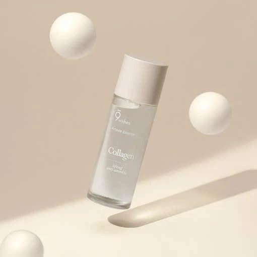 9 wishes Korean Skincare Vegan Collagen Ampule Essence 4.05oz | Lightweight Facial Essence with Vegan Collagen and Coconut Water | Daily Hydration Care - All Skin Types