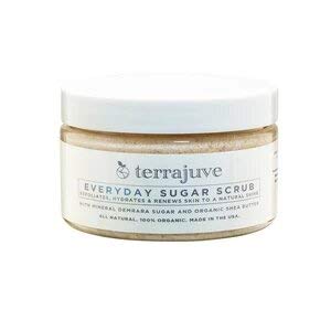 Terrajuve Sugar Scrub - Made of Demerara Sugar and Enriched with Raw Shea Butter Exfoliating Body and Face Scrub Hydrates, and Renews Skin to a Natural Shine Pure, Organic, Made in USA