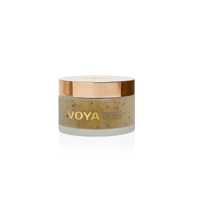 VOYA Effervescence Nourishing Sugar Scrub, Organic, Lavender, Orange, Body Exfoliator, 250g