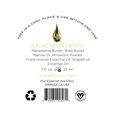 Ellovi All-Natural Body Butter - The Cleopatra - Pure Enough to Eat - Made With Just 6 Vegan Ingredients - Ultra-Rich 100% Plant-Based Moisturizer For Naturally Healthy Skin (1 fl. oz/33ml)
