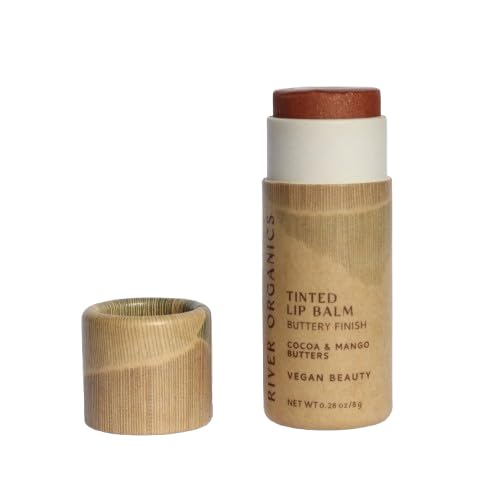 Nude Tinted Lip Balm – Vegan, Zero-Waste, Buttery Finish – Hydrating with Cacao & Mango butters – Natural Lip Color, Plastic-Free Tube, Organic, Zero-Waste 0.28 OZ