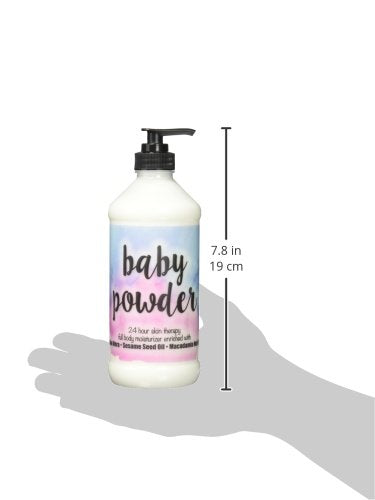 The Lotion Company 24 Hour Skin Therapy Lotion, Baby Powder Fragrance, Full Body Moisturizer, w/ Aloe Vera, Paraben Free, Made in USA, 16 oz bottle + 2 oz travel size