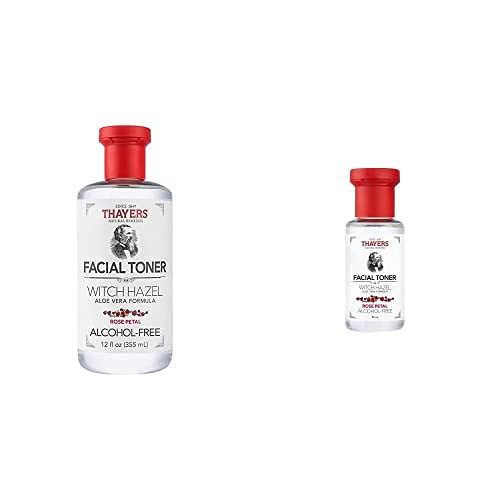 THAYERS Alcohol-Free, Hydrating, Rose Petal Toner 12 Oz + 3oz Travel Size Toner (2 Pack)