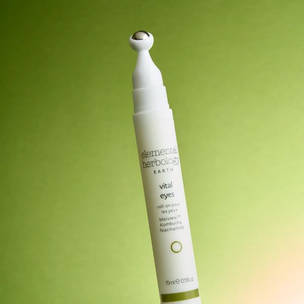 Elemental Herbology Vital Eyes 0.50 fl oz – Brightening & De-Puffing Eye Roller Serum with Kombucha & Niacinamide – Firms, Hydrates & Reduces Dark Circles