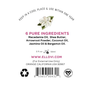 Ellovi All-Natural Luxuriously Whipped Body Butter - Midnight - Pure Enough to Eat - Made With Just 6 Vegan Ingredients - 100% Plant-Based Luxury Moisturizer For Naturally Healthy Skin (2 fl. oz/59ml)