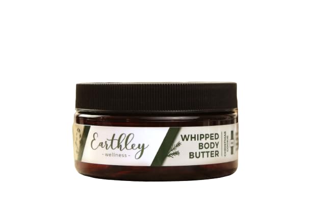 Earthley Wellness, Christmas Cookie Whipped Body Butter, Assorted Smells, Skin Hydration, Rich, Creamy, Nourishing Plant Based Oils (8oz, Christmas Cookie)