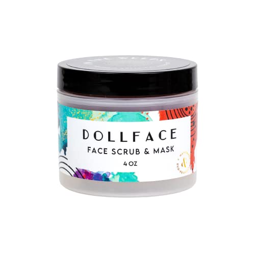 Dollface Face Scrub & Mask - Organic Sugar & Citrus – Gentle Exfoliating, Hydrating Treatment for Acne, Scars, Sun Spots & Age Spots | Handmade, Vegan, All-Natural, Cruelty-Free | 5oz