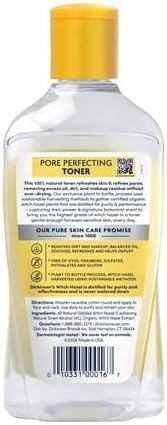 Dickiinson's Pore Perfecting Witch Hazel Toner, Gentle Facial Toner for Deep Cleansing and Oil Control, Refines Pores, Alcohol-Free Formula, 16 fl oz