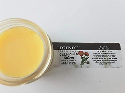 Legend's Creek Farm Herbal Salve - Healing Ointment with Calendula Flowers & Grapeseed Oil - Natural Balm for Dry Skin, Scrapes, & Stings - 1oz. Healing Balm Handmade in USA (Calendula S.)