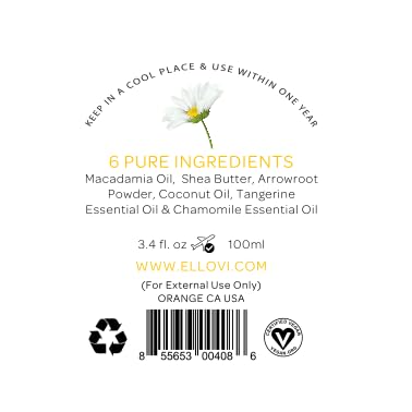Ellovi All-Natural Body Butter - Blossom - Pure Enough to Eat - Made With Just 6 Vegan Ingredients - Ultra-Rich 100% Plant-Based Hydrating Moisturizer For Naturally Healthy Skin (3.4 fl. oz/100ml)