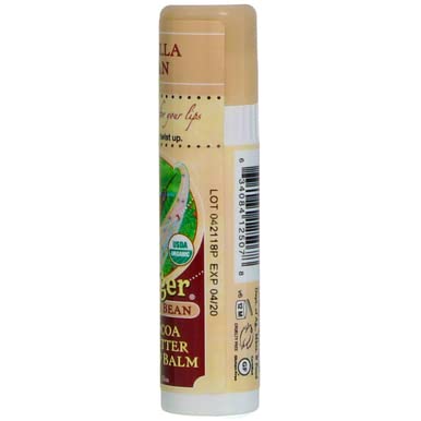 Badger Cocoa Butter Lip Balm-Vanilla Bean, 2 pack