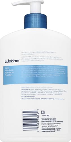 Lubriderm Fragrance Free Daily Moisture Lotion + Pro-Ceramide, Shea Butter & Glycerin, Face, Hand & Body Lotion for Sensitive Skin, Hydrating Lotion for Healthier-Looking Skin, 16 fl. oz (Pack of 2)