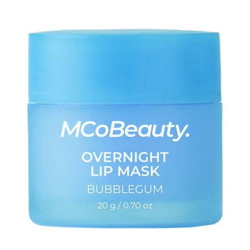 MCoBeauty Double Duty Lip Mask Bubble Gum - Hydrating Lip Balm with Coconut Oil Vitamin E Hyaluronic Acid - Overnight Lip Mask Treatment for Dry Lips - Tinted Lip Care, Vegan Cruelty Free - 15g