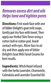 Udder Delight Herbal Skin Toner (4 oz) - Soothing Witch Hazel with Calendula, Lavender & Chamomile Flowers, Toner for Facial Care