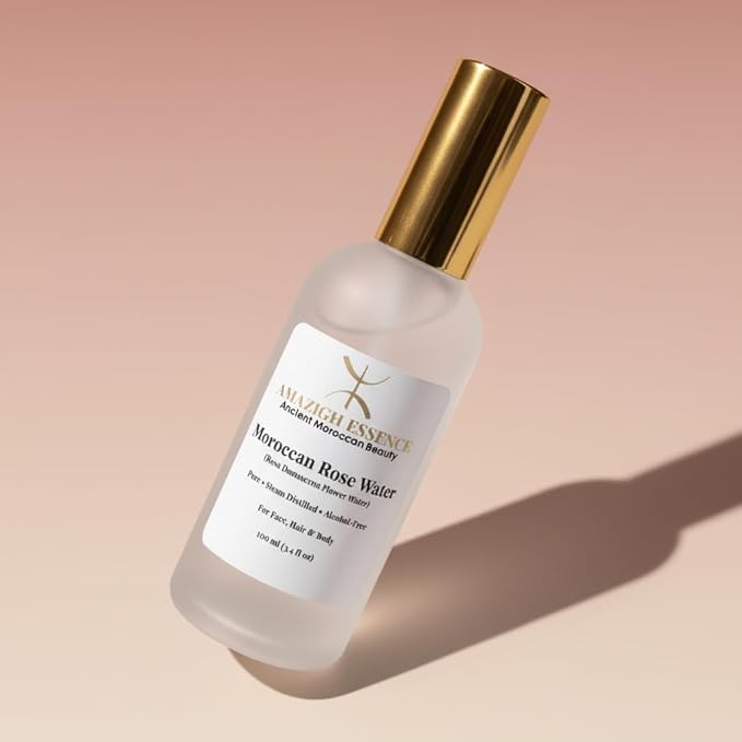 Pure Moroccan Rose Water, Facial Toner, Refreshing Mist, Rosa Damascena, Hydrating, Calming, for All Skin Types, 3.4 fl oz