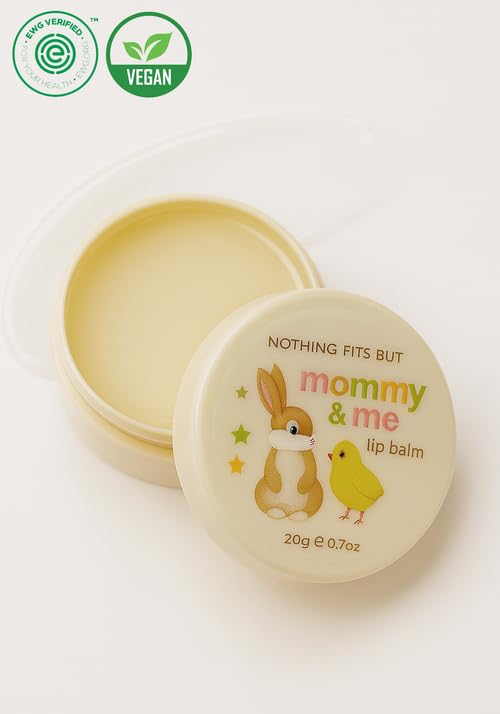 Vegan Mommy & Me Lip Balm, EWG Green Fragrance-Free Lip Care for Toddlers, Infants and Moms, Hypoallergenic Nourishing and Moisturizing Lip Balm for Dry and Chapped Lips, 0.7 Oz