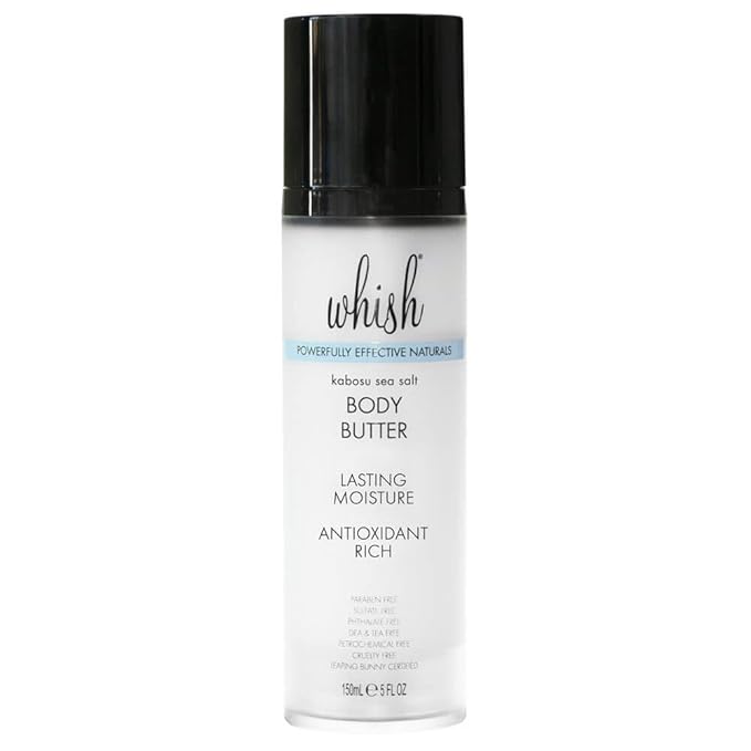 Whish Beauty Body Butter for Women - Moisturizing Body Lotion for Dry Skin - Antioxidant-Rich with Shea Butter, Aloe, & Raspberry Butter - Paraben & Sulfate Free (Kabosu Sea Salt)