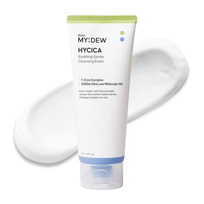 DearMYDEW HYCICA Soothing Gentle Cleansing Foam | Low pH 5.5 Cleanser for Sensitive Skin, Calming Hydrating Cica Face Wash & Barrier Care, Centella, Ultra-Low Molecular HA, Korean Skincare, 5.07 fl oz