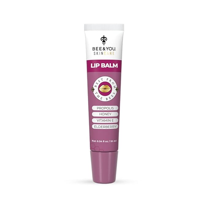 Bee and You Ultra Hydrating Lip Balm | Natural Liquid Formula, Elderberry & Propolis Extract, Shea Butter, Beeswax, Vitamin E – Chapped & Dry Lips Repair, 10ml