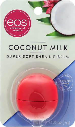 eos 100% Natural Lip Balm - Coconut Milk, All-Day Moisture, Dermatologist Recommended for Sensitive Skin Care, Lip Care Products, 0.25 oz (Pack of 2)