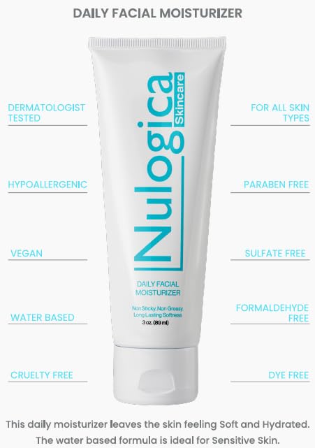 Daily Facial Moisturizer | All Skin Types | Face Cream | Hypoallergenic | Sensitive Skin | Normal to Oily | Water Based | Vegan