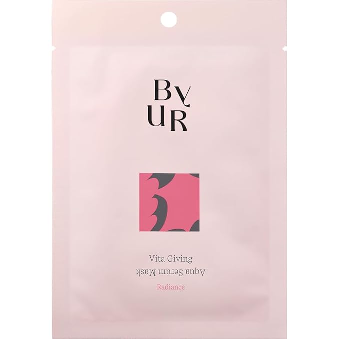 ByUR Vita Giving Keep Radiance Aqua Serum Mask - Dark Spots & Hyperpigmentation, Brightening & Hydrating, Hyaluronic Acid, Niacinamide, Vitamin C Daily Face Sheet Mask Pore Care Korean Skincare (1pc)
