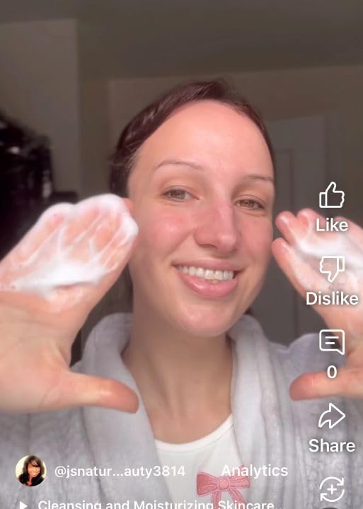 J's Natural Beauty Foaming Face Wash, Gentle Vegan Cleanser for Acne-Prone Skin
