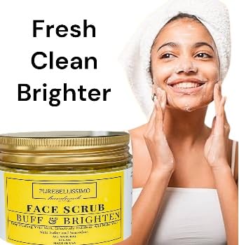 Natural Turmeric Facial Exfoliant with Niacinamide and Shea - Fragrance Free Face Sugar Scrub for Glowing Skin
