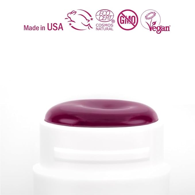 Hurraw! Plantcolor Lip Color No. 2: Red/Purple shade. Highly pigmented tinted balm and lipstick alternative. Vegan and all-natural. Easy application. Buildable. First of its kind. Made in USA