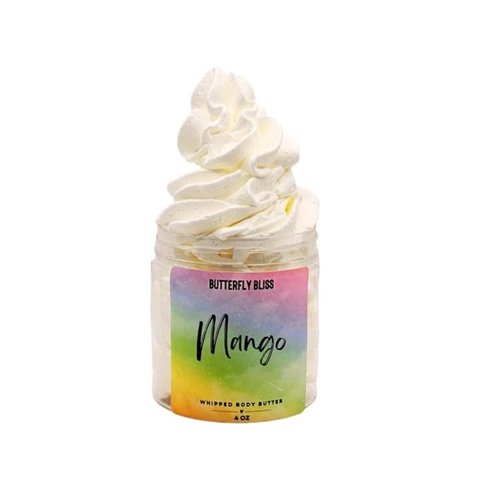 Whipped Body Butter with Mango Scent – Ultra-Hydrating Shea, Coconut & Mango Butter Cream – Vegan, Paraben-Free Moisturizer for Dry Skin – 4 oz Jar