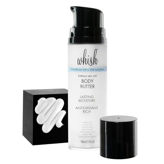 Whish Beauty Body Butter for Women - Moisturizing Body Lotion for Dry Skin - Antioxidant-Rich with Shea Butter, Aloe, & Raspberry Butter - Paraben & Sulfate Free (Kabosu Sea Salt)