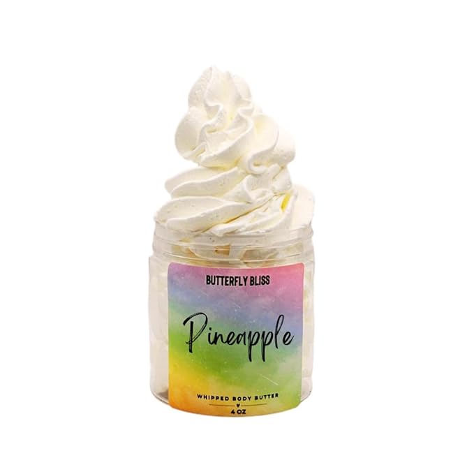 Pineapple Whipped Body Butter – Tropical Fruit Scented Moisturizer – Shea, Mango & Coconut Oils – Vegan, Paraben-Free Summer Skincare Gift – 4 oz Jar