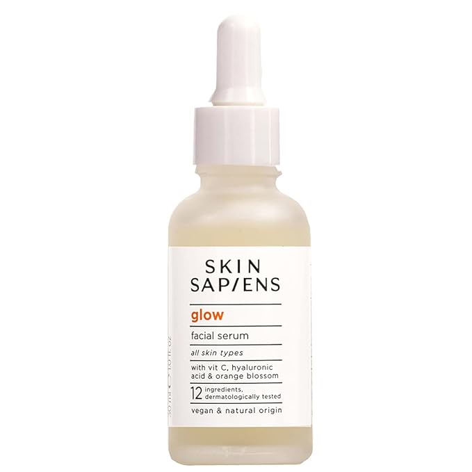 SKIN SAPIENS GLOW Facial Serum with Vitamin C and Hyaluronic Acid to give your skin a glowing look, Natural Serum for Men and Woman, Vegan and Cruelty Free Face Care for Mature Skin, 1.01 fl. Oz