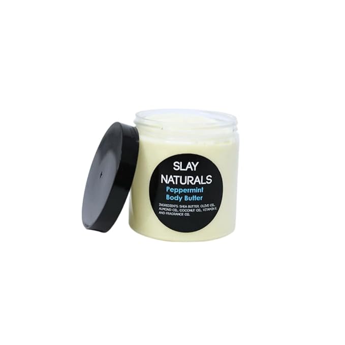 Slay Naturals’ Body Butter 8 oz | Moisturizing | SheaButter, Almond Oil, Olive Oil| Handmade Body Butter (Peppermint)