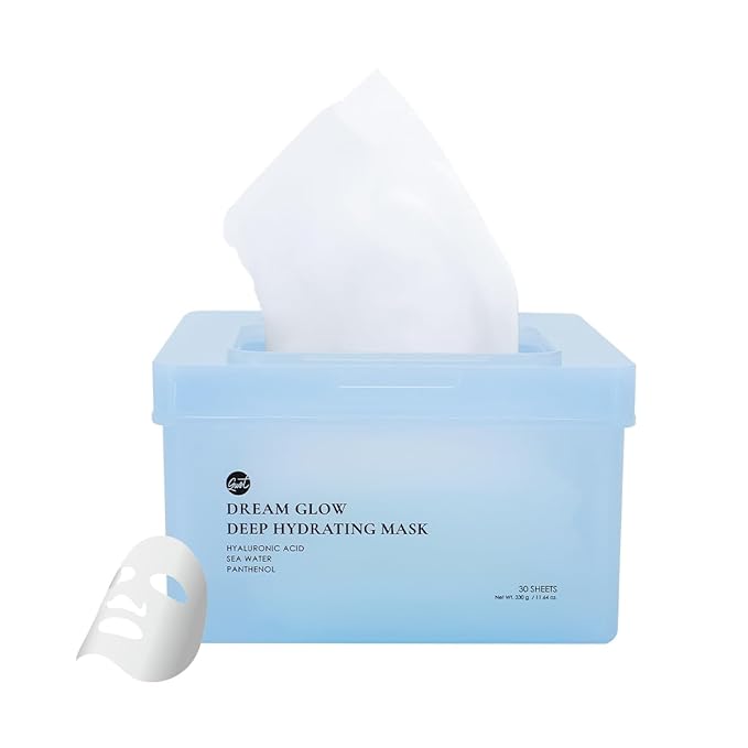 glowiest Dream Glow Deep Hydrating Sheet Mask (30 Count) – Hyaluronic Acid, Sea Water & Panthenol, Daily Moisture Mask for Dry & Dehydrated Skin, Korean Skincare, K-beauty