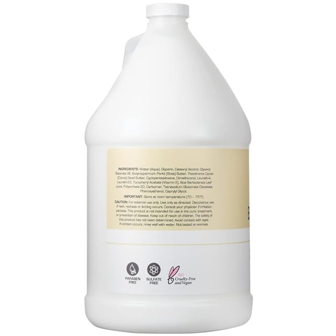 Ginger Lily Farms Club & Fitness Soothing Butter Lotion for Dry Skin, 100% Vegan & Cruelty-Free, Fragrance Free, 1 Gallon (128 fl oz) Refill