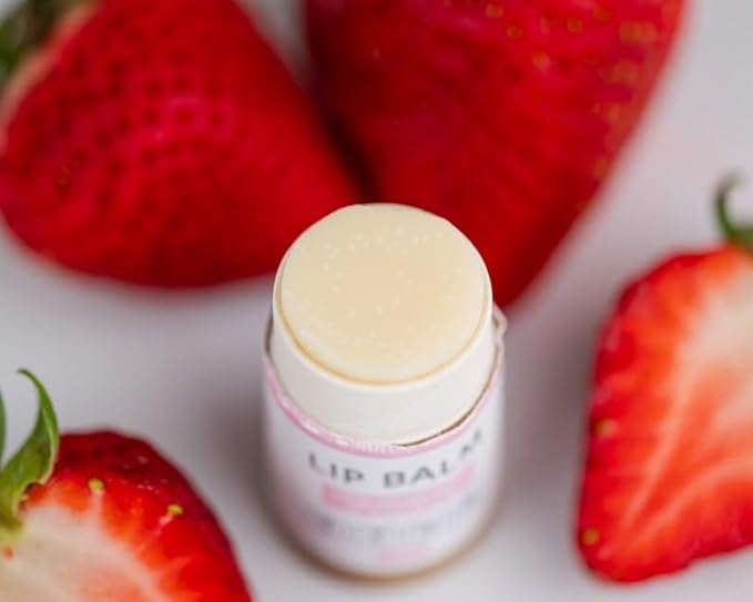J&L Naturals Sustainable Lip Balm | Organic Ingredients, 100% Natural, Eco-Friendly | Cruelty Free, Vegan, Paraben Free, Silicone Free (Strawberry & Vanilla, 2-Piece Duo)