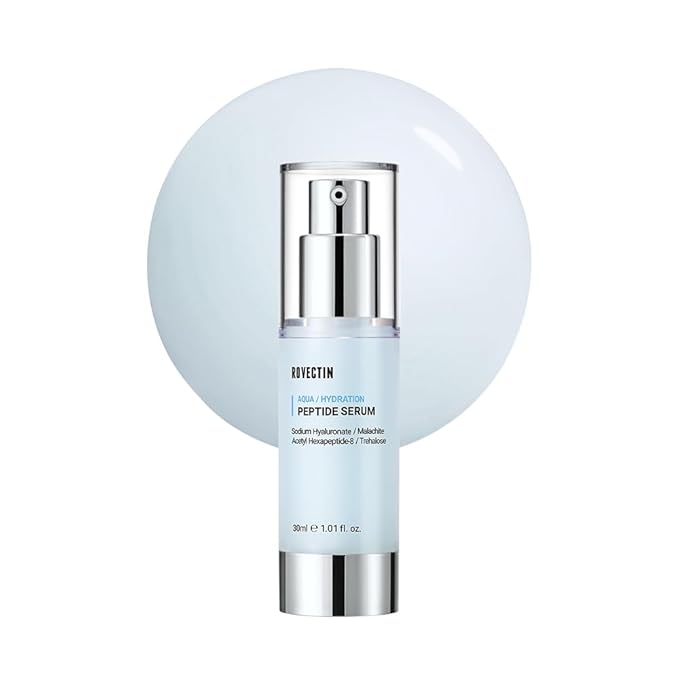 ROVECTIN Aqua Peptide Serum - Anti-Aging Facial Serum with Vitamin E, Niacinamide, Hyaluronic Acid | Uneven Skin Tone, Anti-Wrinkle, Intensely Moisturizing | Vegan, Korean Skincare (1.01 fl.oz)