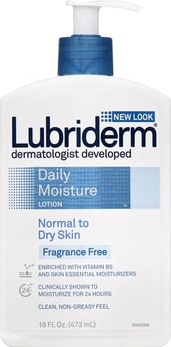 Lubriderm Fragrance Free Daily Moisture Lotion + Pro-Ceramide, Shea Butter & Glycerin, Face, Hand & Body Lotion for Sensitive Skin, Hydrating Lotion for Healthier-Looking Skin, 16 fl. oz (Pack of 2)