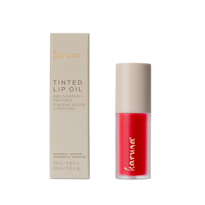 Karuna Skin - Tinted Lip Oil, Soothing & Moisturizing Lip Products with Peptides, Antioxidants, Hydrating Flattering Vegan Lip Tint (Embrace)