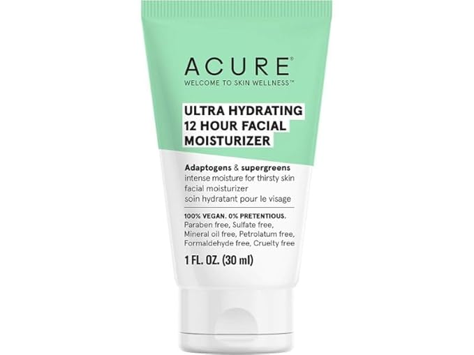 Acure Ultra Hydrating 12 Hour Facial Cream - Intense Face Moisturizer for Women & Men, Hydrating Lotion to Tone & Replenish Dry Skin with Ashwagandha, Holy Basil & Antioxidants, Vegan - 1.7 fl oz