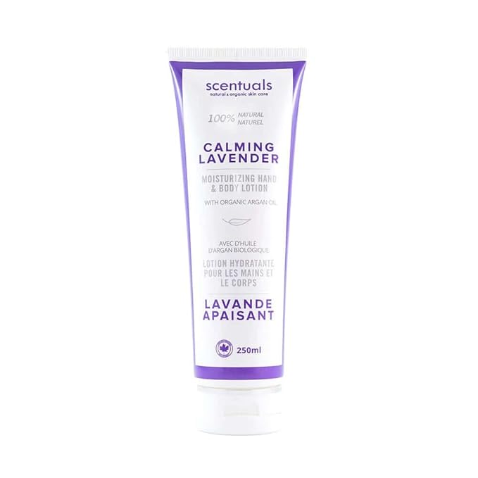 Hand & Body Cream Scented with Essential Oil Lavender, Made with Organic Argan Oil, Olive Oil and Aloe Juice, for Dry Skin, Cruelty Free, Natural Skin Care Products, 250 ml, 8.45 fl.oz