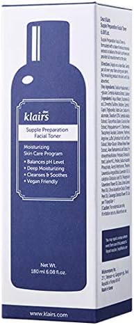 DearKlairs Supple Preparation Facial Toner- Balace pH Level, Deep Moisturizer, Korean Skin Care, Hydrating, Vegan Friendly 6.08 Fl Oz (Pack of 2)