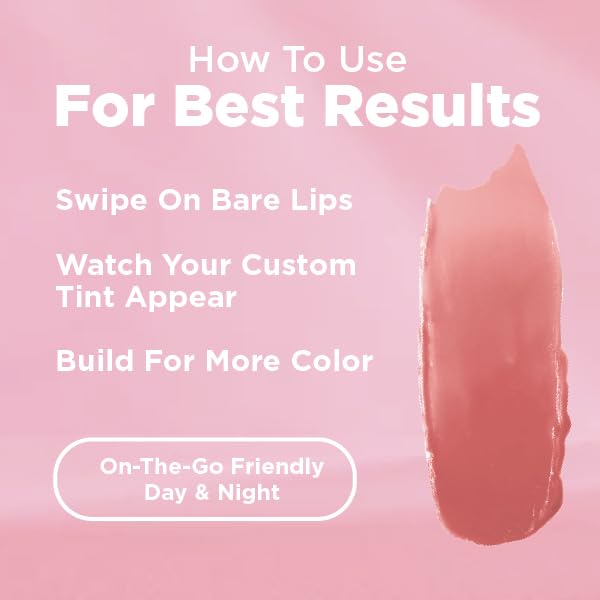 Tinted Lip Balm pH Activated Colored LipBalm, Hydrate, Glossy, Lightweight, Moisturize & Tint with Shea Butter, tinted lip balm for women, Premium Quality, Made in the USA (Nude Rose)