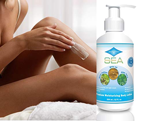 SEA Premium Moisturizing Body Lotion for Men and Women – Fragrance Free – Natural Skin Care Lotion – with Shea Butter Emu Oil and Aloe Vera - Firming Paraben Free Luxury Moisturizer – Best Hand Unscented Personal Care Lotion – Life Time Guarantee