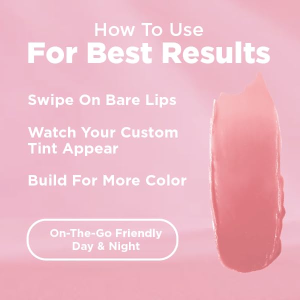 Tinted Lip Balm pH Activated Colored LipBalm, Hydrate, Glossy, Lightweight, Moisturize & Tint with Shea Butter, tinted lip balm for women, Premium Quality, Made in the USA (Rose Gold)