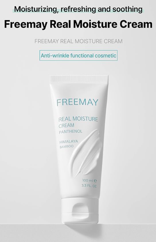 freemay Real Moisture Cream Set (100ml + 30ml), Korean Face Moisturizer for Hydration & Soothing, Vegan, Lightweight, Sensitive Skin Friendly