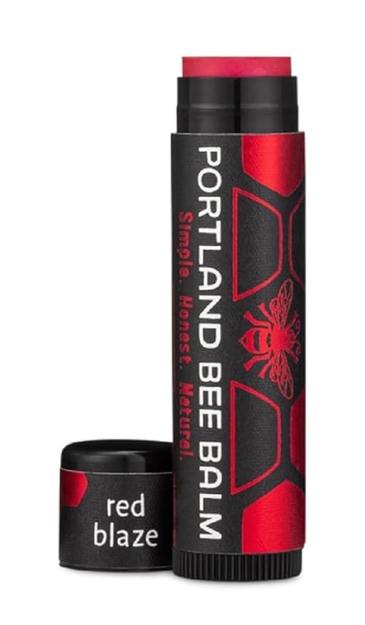 Portland Bee Balm All Natural Handmade Tinted Shimmer Beeswax Based Lip Balm, Red Blaze 1 Count