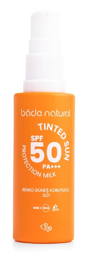 Bade Natural Tinted Mineral Sunscreen SPF 50 – Lightweight Facial Sunscreen Milk with Zinc Oxide, Aloe – Broad Spectrum UVA/UVB Protection – 1 fl oz
